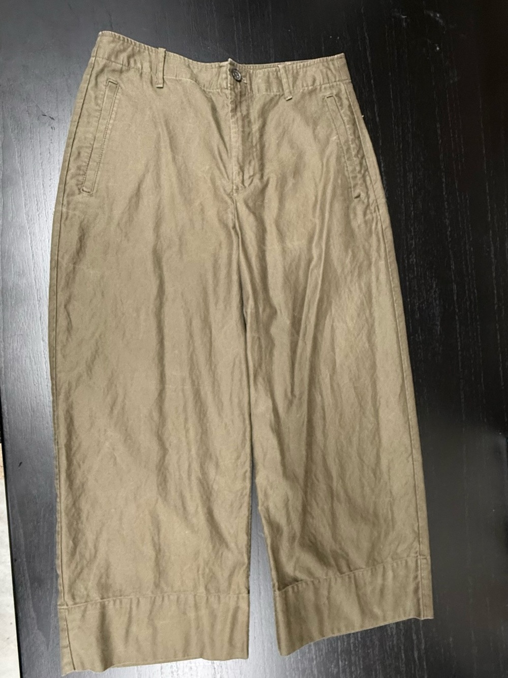 Banana Republic Factory Cropped Hi-Rise Wide-Leg Ankle Pants in Khaki Green
